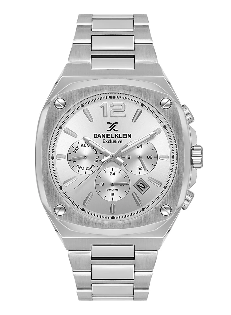 DANIEL KLEIN Men's Stainless Steel Silver Alloy Case Analog Silver Round Sunray Dial Japanese Quartz Exclusive 50 Meters Water Resistant